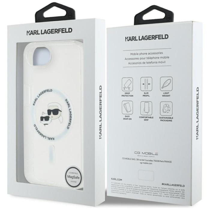 Guess - Guess iPhone 16e Mobilskal Magsafe Metal Karl Head - Vit