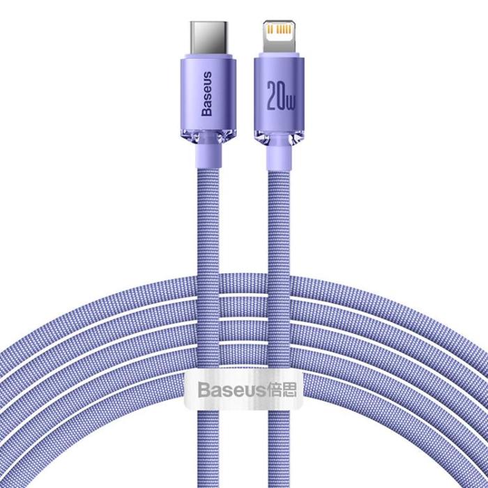 BASEUS - Baseus Crystal USB-C till Lightning kabel 20W 2m - Lila