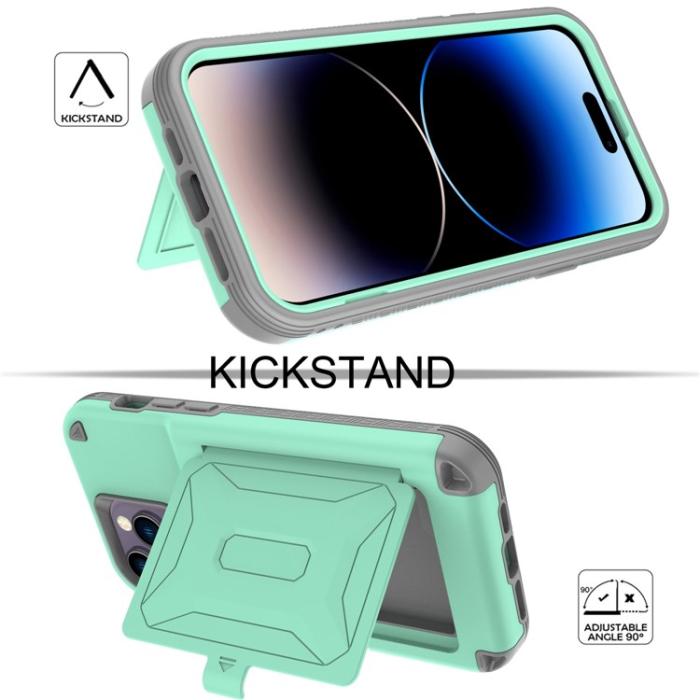 A-One Brand - iPhone 14 Pro Skal Korthållare Mirror Kickstand - Grön