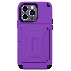 A-One Brand - iPhone 14 Pro Skal Korthållare Mirror Kickstand - Lila