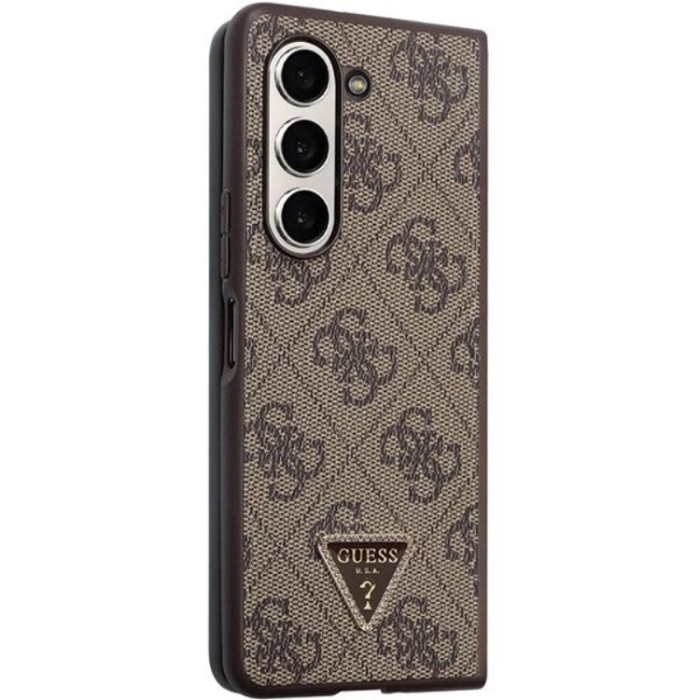Guess - Guess Galaxy Z Fold 5 Mobilskal Läder Diamond Triangle - Brun