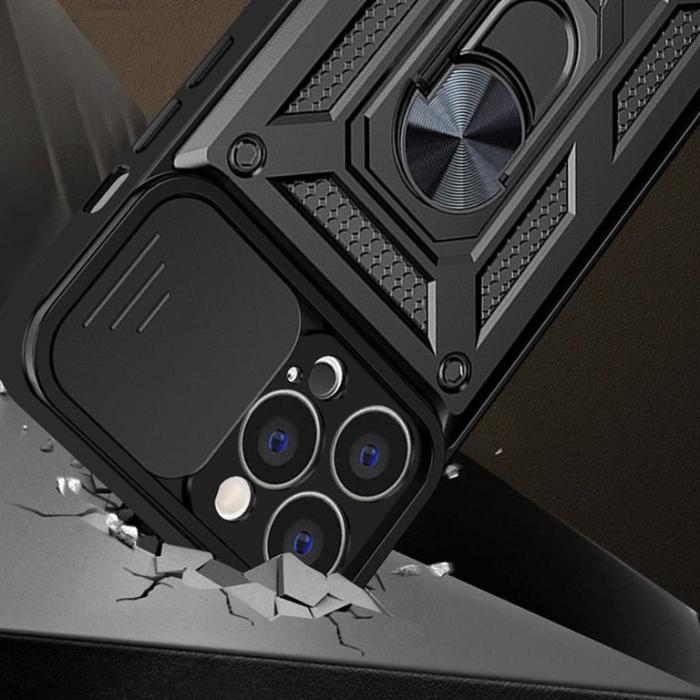 Ruhtel - iPhone 13 Pro Skal med Ringhållare Hybrid Armor Camshield - Blå
