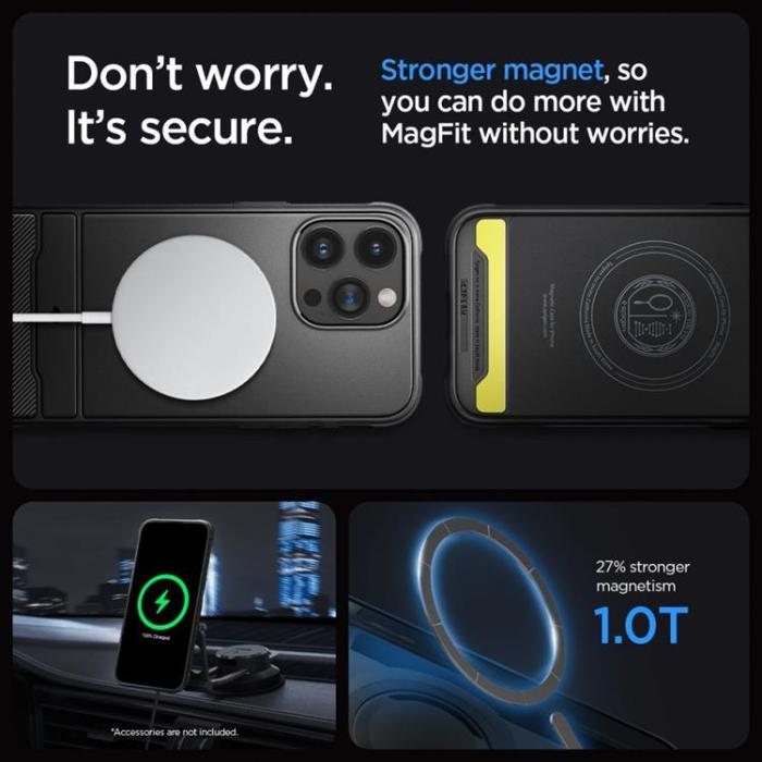 Spigen - Spigen iPhone 15 Pro Max Mobilskal Magsafe Rugged Armor -Svart