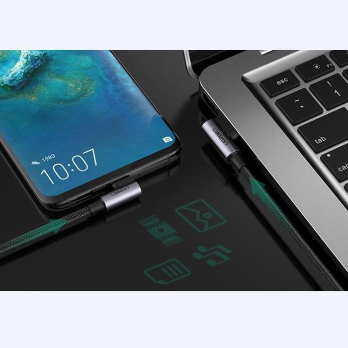 Ugreen - Ugreen Angle USB-C till USB-A kabel 0.5m - Grå