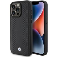 BMW - BMW iPhone 15 Pro Mobilskal Läder Diamond Pattern - Svart