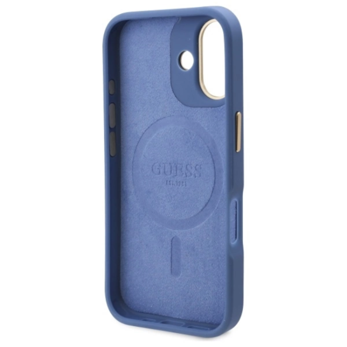 Guess - Guess iPhone 16 Mobilskal MagSafe 4G Logo Plate - Blå
