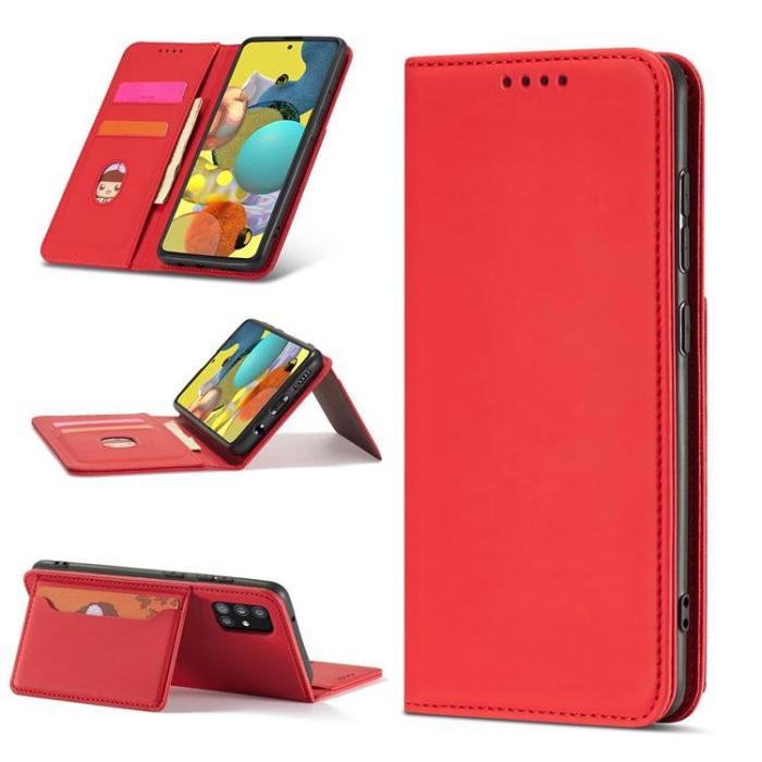 A-One Brand - Galaxy A12 5G (2020/2021) Plånboksfodral Magnet Stand - Röd
