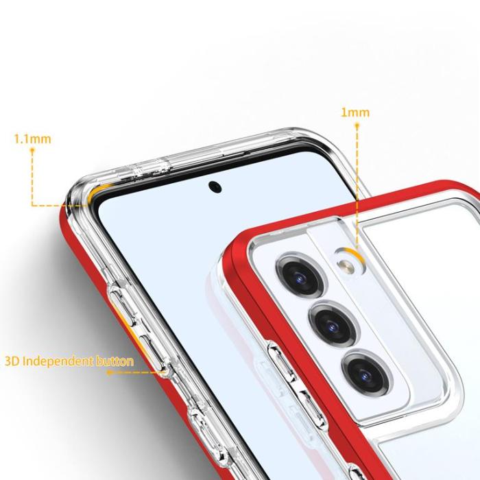 OEM - Galaxy S21 5G Skal Clear 3in1 - Röd
