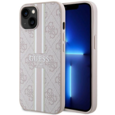 Guess - Guess iPhone 15/14/13 Mobilskal Magsafe Stripes - Rosa