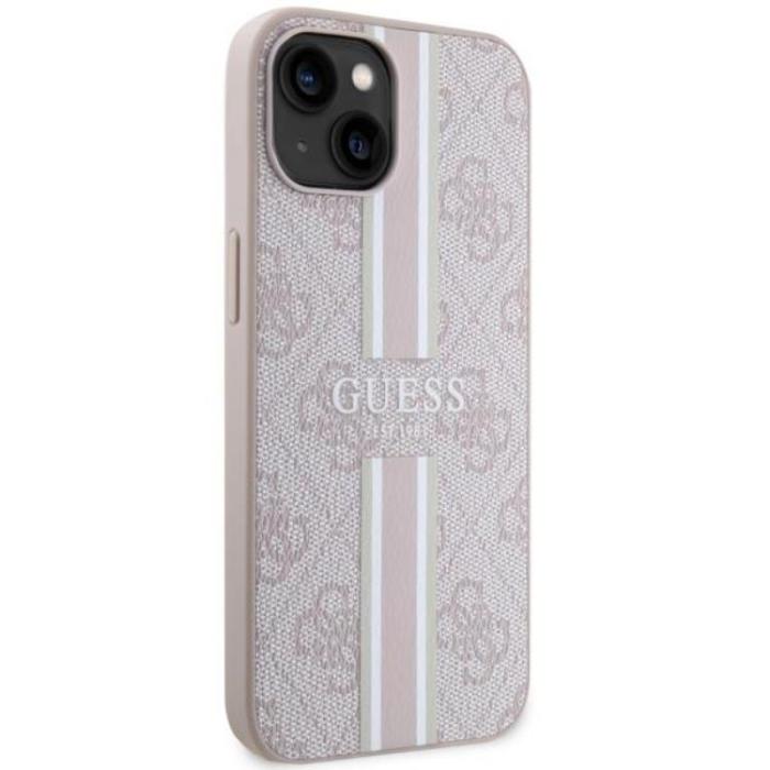 Guess - Guess iPhone 14 Plus Mobilskal MagSafe Printed Stripes Rosa
