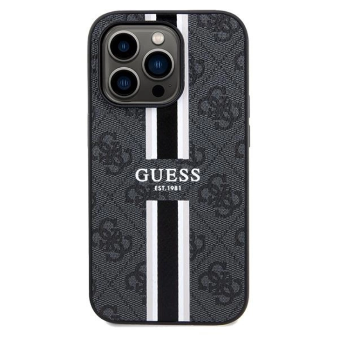 Guess - Guess iPhone 15 Pro Max Mobilskal Magsafe Stripes - Svart