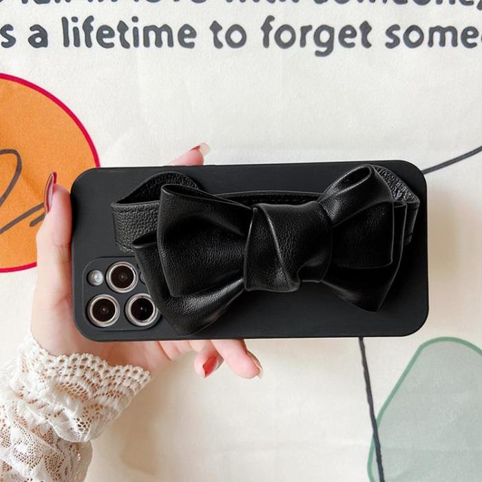 A-One Brand - Bowknot Läderrem TPU Skal iPhone 13 Pro - Svart