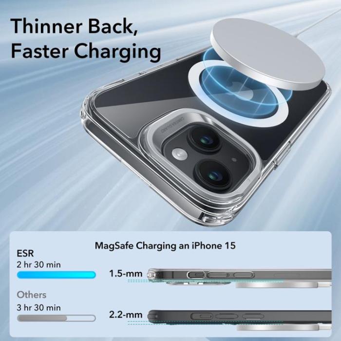 ESR - ESR iPhone 15 Plus Mobilskal Magsafe Kickstand Halolock - Clear