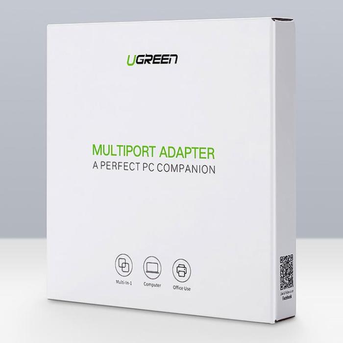 Ugreen - Ugreen Hub 3x USB-A Nätverksadapter RJ45/USB-A 10/100Mbps - Svart