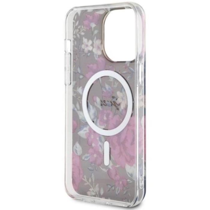 Guess - Guess iPhone 14 Pro Max Mobilskal MagSafe Flower - Grön
