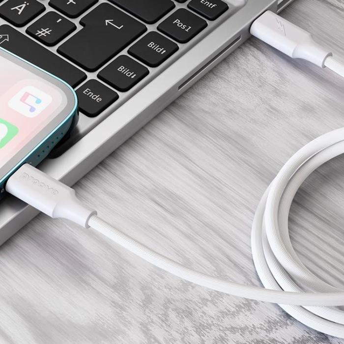 Proove - Proove USB-C - Lightning Kabel 1m Striped Silicone - Vit