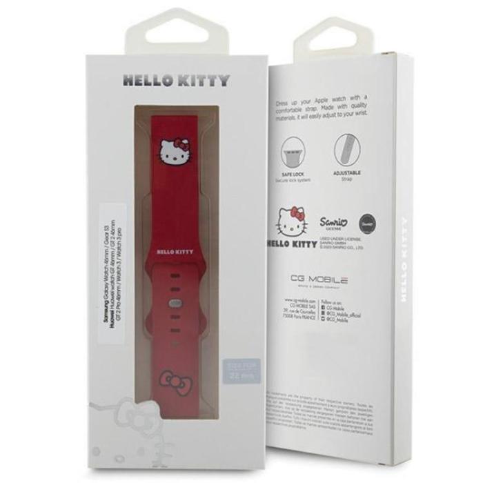 Hello Kitty - Hello Kitty Galaxy Watch (20mm) Armband Kitty Head Silikon - Röd