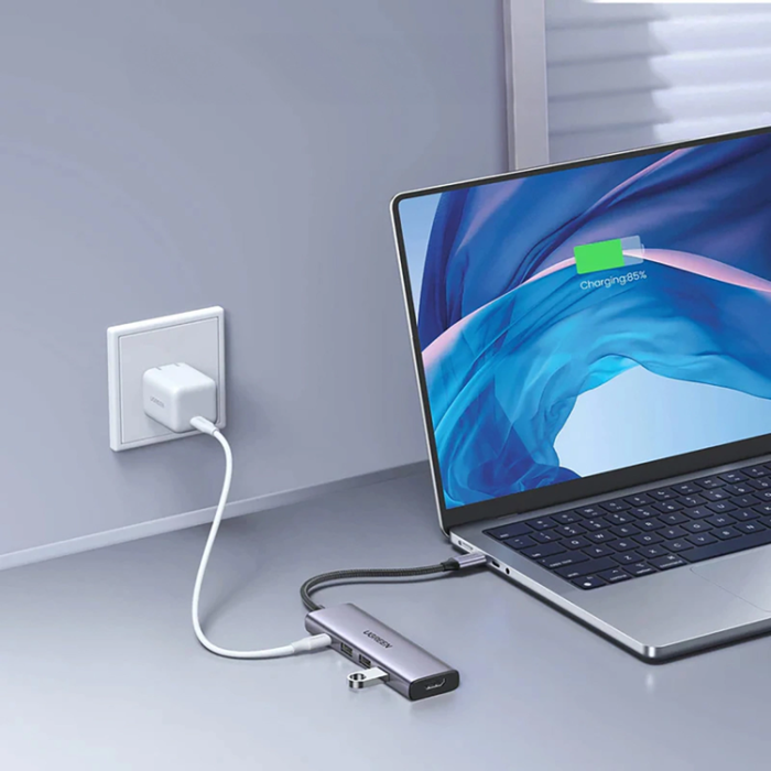 Ugreen - Ugreen 5in1 HUB USB-C Till 1xUSB-C 1xHDMI 3xUSB-A 3.0 - Grå