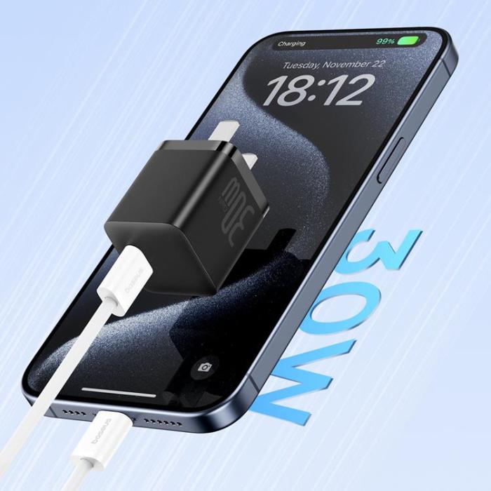 BASEUS - Baseus USB-C till USB-C kabel Superior 30W 480Mb/s kabel 2m - Vit