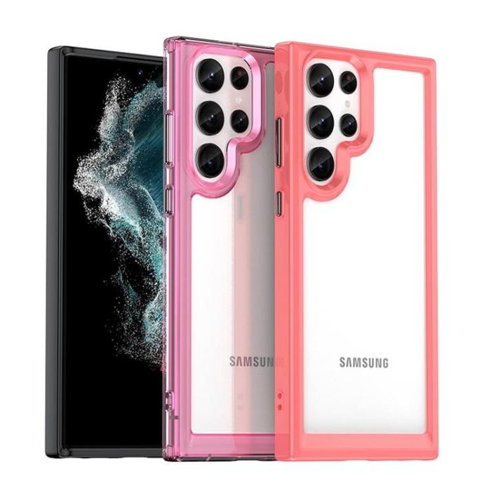 A-One Brand - Galaxy S22 Ultra Skal Outer Space med en Gelram - Röd