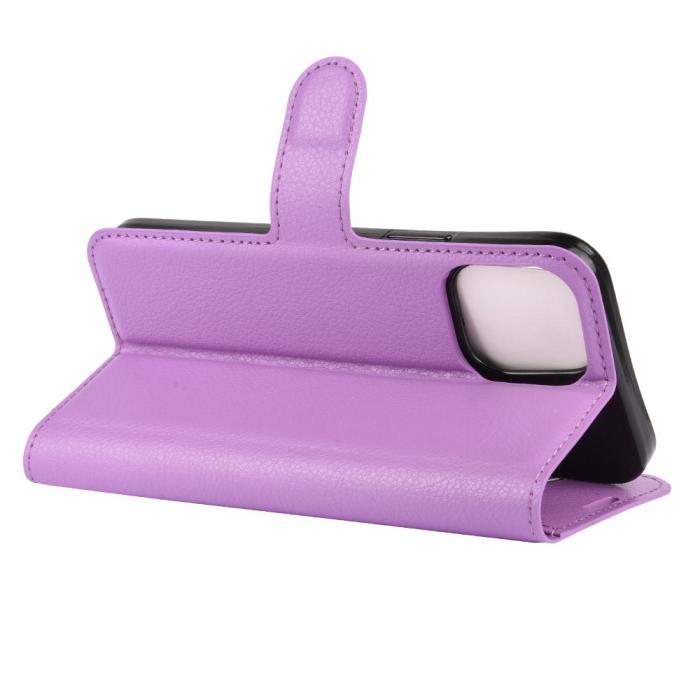 OEM - Litchi Läder Plånboksfodral iPhone 12 Mini - Lila
