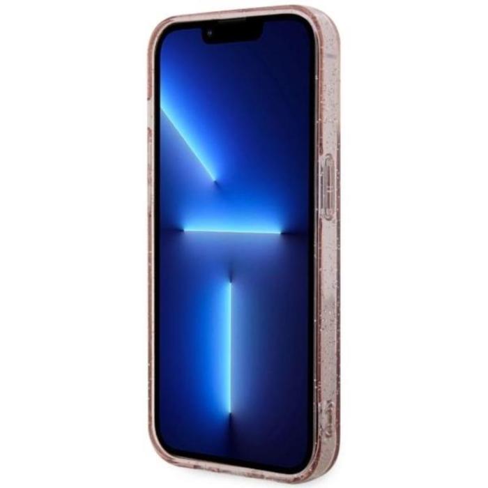 Guess - Guess iPhone 14 Mobilskal MagSafe Glitter Guld - Rosa