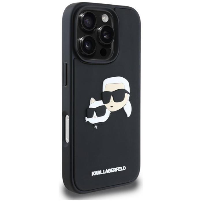 KARL LAGERFELD - Karl Lagerfeld iPhone 16 Pro Max Mobilskal 3D Rubber Double Heads - Svart