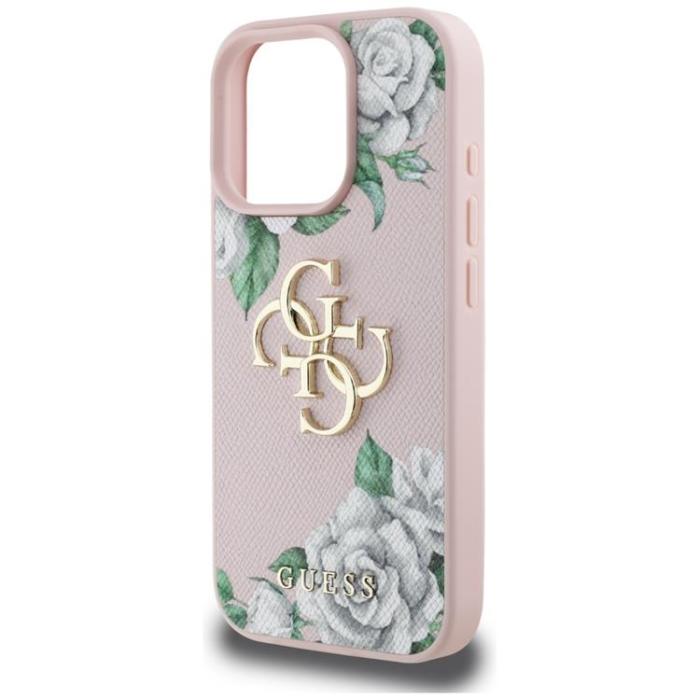 Guess - Guess iPhone 16 Pro Max Mobilskal Grained Roses Big 4G logo