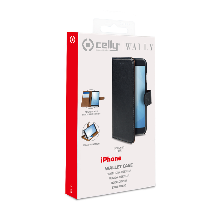 Celly - Celly Wallet | Plånboksfodral iPhone 12 Mini - Svart
