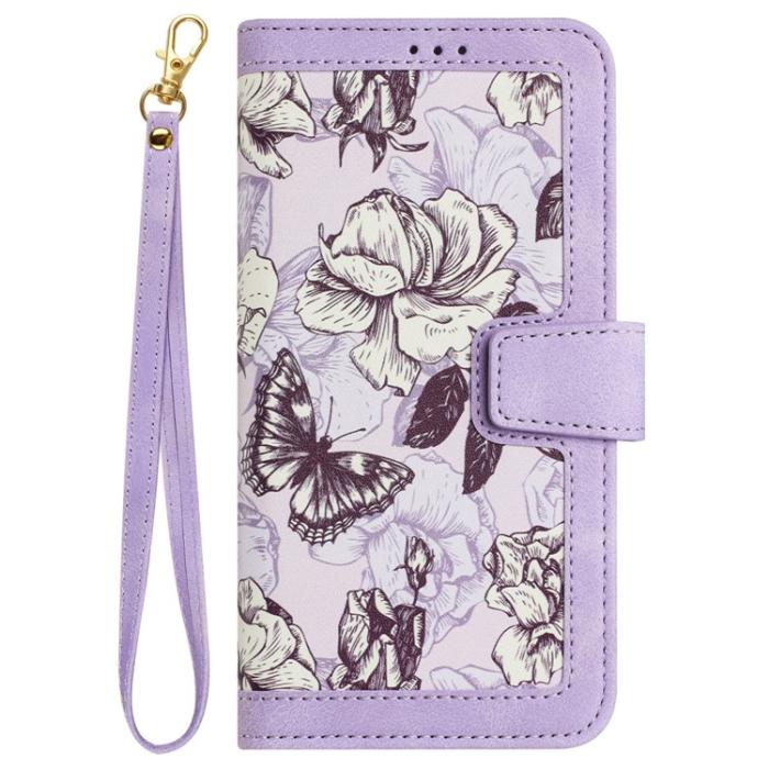 A-One Brand - iPhone 15 Pro Max Plånboksfodral Flower Pattern - Ljuslila