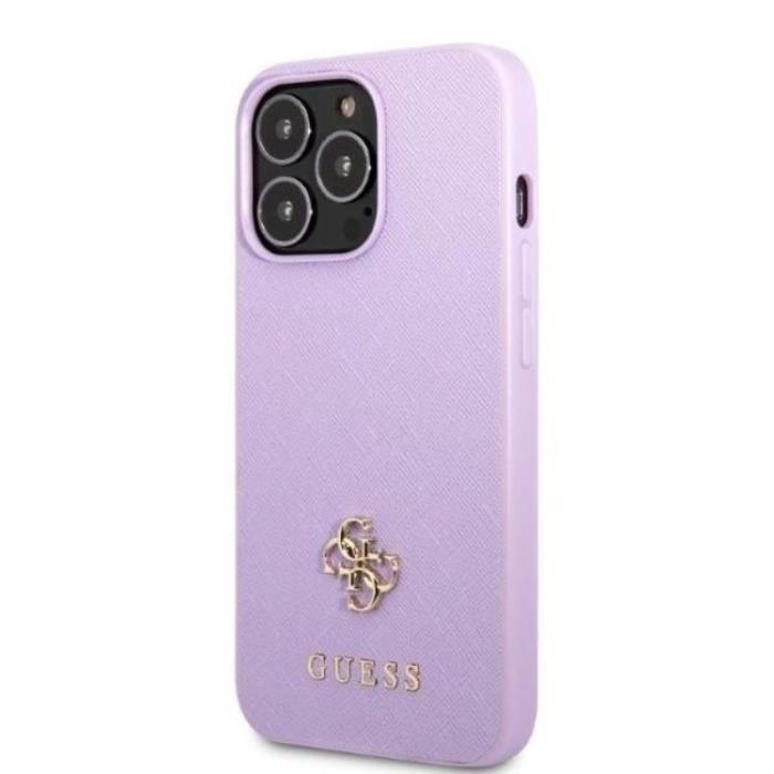 Guess - Guess iPhone 13 Pro Max Mobilskal Saffiano Small Metall Logo - Lila