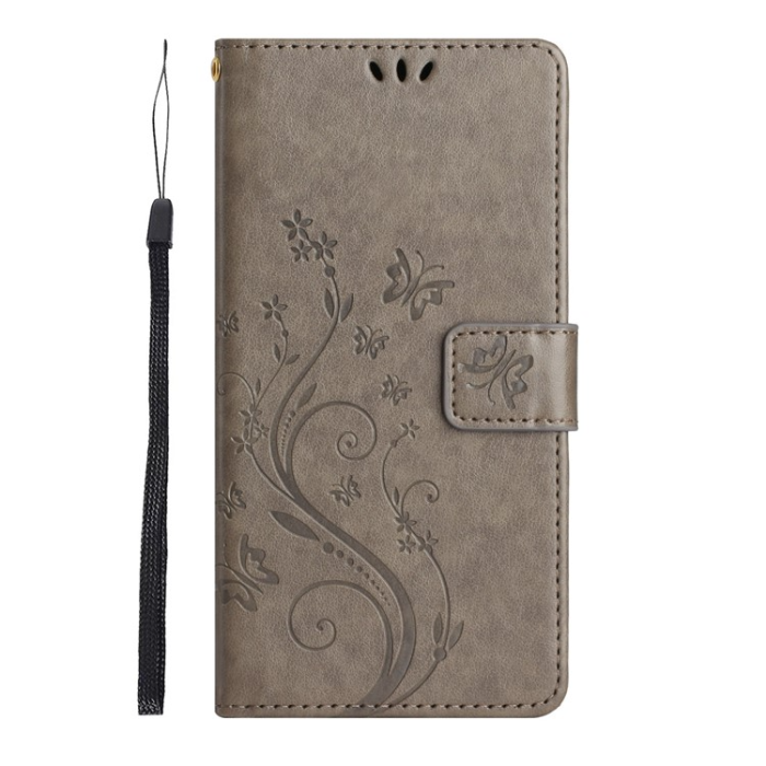 A-One Brand - Galaxy S23 Plus Plånboksfodral Imprinting Flower Butterfly - Grå