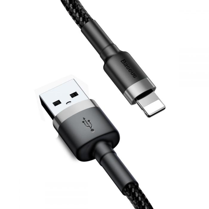 BASEUS - BASEUS Cafule USB-A till Lightning kabel 1m Grå / Svart
