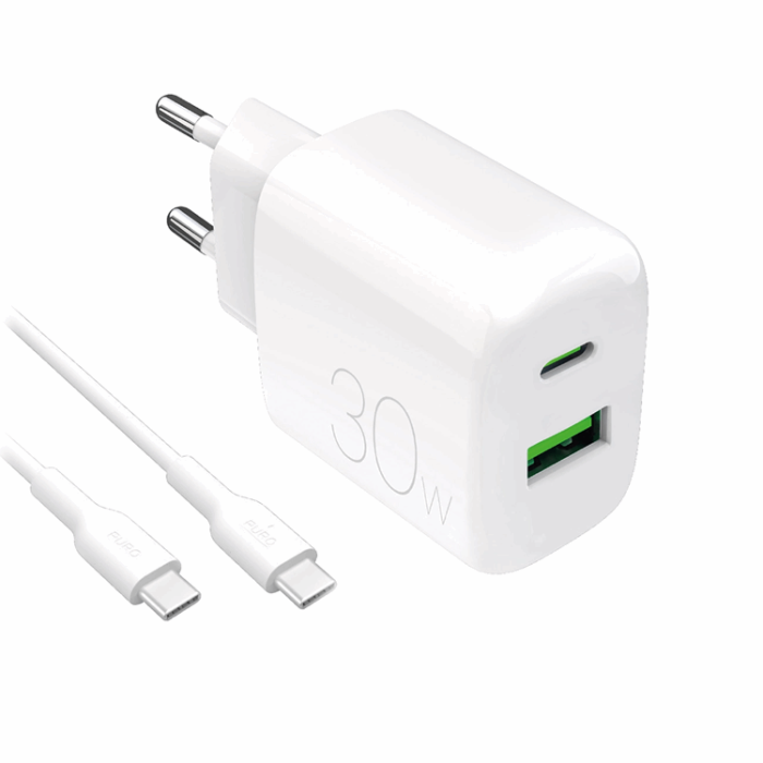Puro - Puro Snabbladdare 30W + USB-C - USB-C Kabel 1.2m