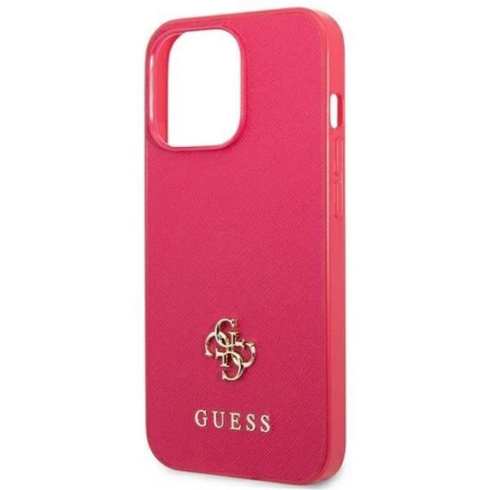 Guess - Guess iPhone 13 Pro Mobilskal Saffiano Small Metall Logo - Rosa