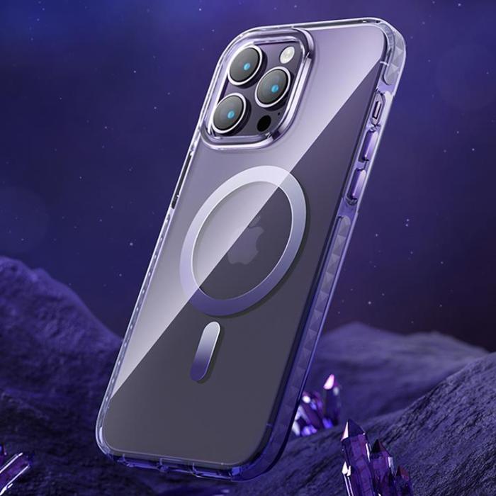 Kingxbar - Kingxbar iPhone 14 Skal Magsafe PQY Ice Crystal - Lila