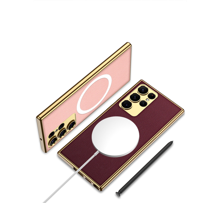 GKK - GKK Galaxy S23 Ultra Mobilskal Magsafe Electroplating - Rosa