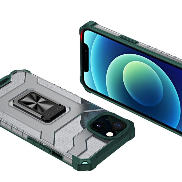 OEM - Crystal Ring Kickstand Skal iPhone 12 - Grön