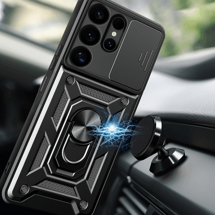 A-One Brand - Galaxy S25 Ultra Mobilskal Hybrid Armor Camshield - Svart