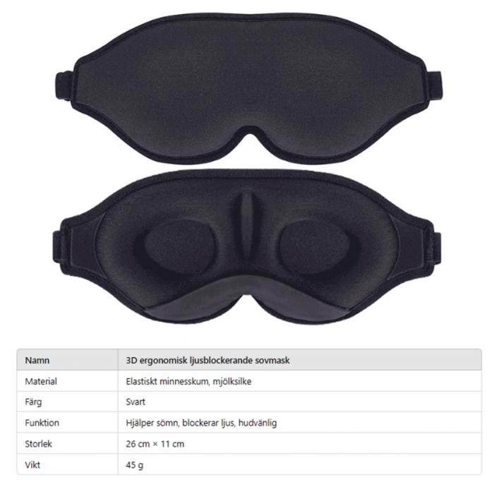 A-One Brand - Lyxig 3D Sovmask – Sov bättre var du än är