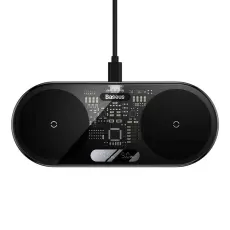 BASEUS - Baseus 2-in-1 Trådlös Laddare Digital LED Display 20W - Svart