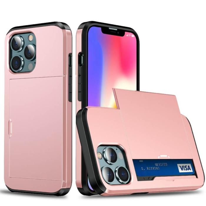 A-One Brand - Hybrid Skal med Kortplats till iPhone 13 Pro Max - Roséguld