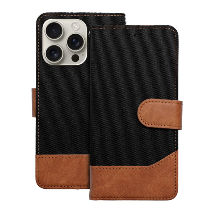 A-One Brand - iPhone 16e Plånboksfodral Jeans - Svart