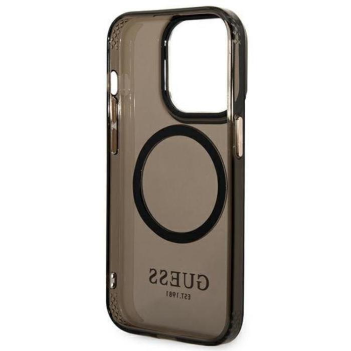 Guess - GUESS iPhone 14 Pro Max Skal Magsafe Gold Outline Translucent - Svart