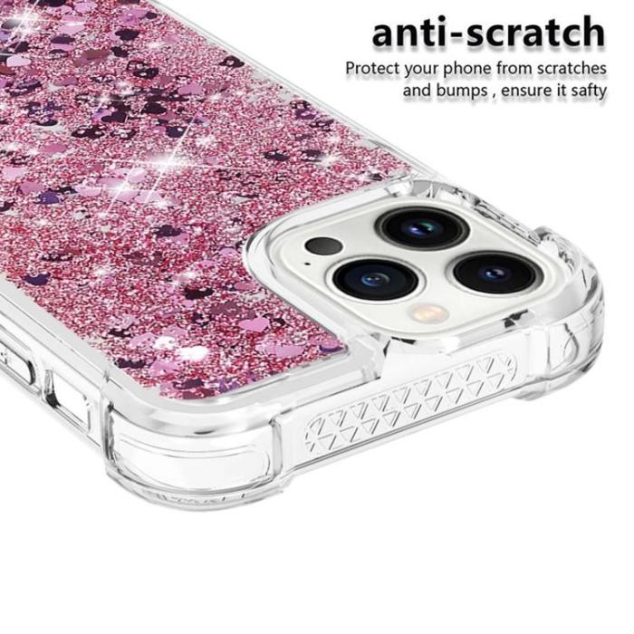 OEM - iPhone 14 Pro Max Skal Liquid Floating Glitter - Rosa Guld