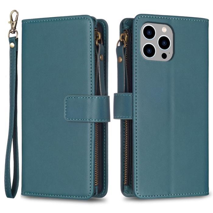 A-One Brand - iPhone 15 Pro Max Plånboksfodral Zipper Flip - Grön
