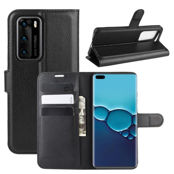 OEM - Litchi Plånboksfodral till Huawei P40 - Svart