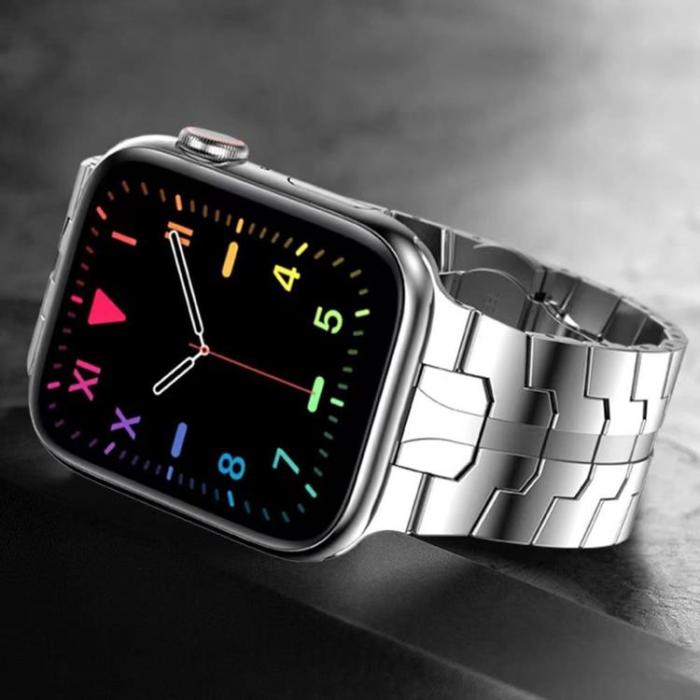 A-One Brand - Apple Watch 2/3/4/5/6/7/SE (42/44/45mm) Armband Race Stainless Steel - Silver
