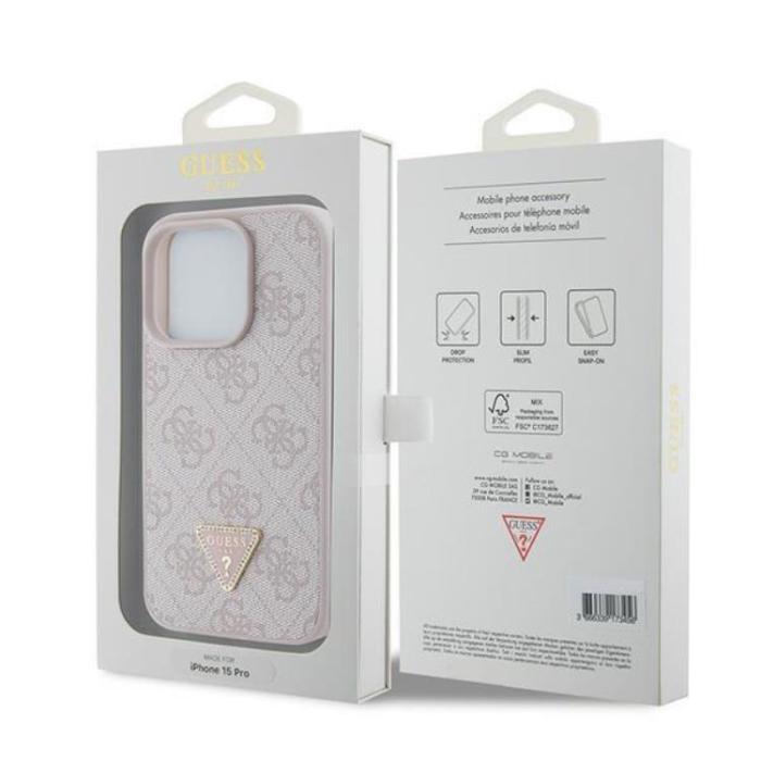 Guess - Guess iPhone 15 Pro Mobilskal Triangle Strass - Rosa