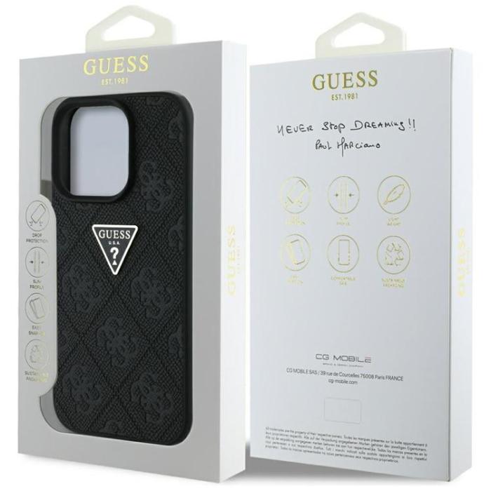 Guess - Guess iPhone 16 Pro Max Mobilskal Hot Stamp 4G Triangle Logo - Svart